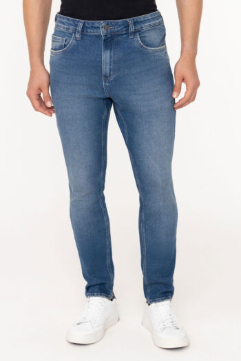 Calça Skinny Jeans Com Elastano E Bolsos Masculina