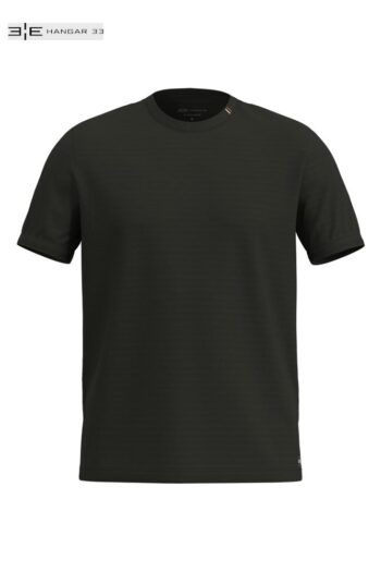 T-Shirt com Gola Bordada em Malha Texturizada