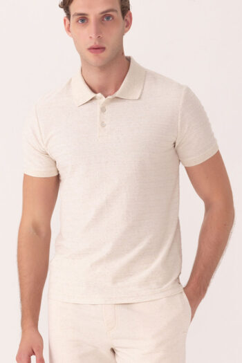 Camisa Polo Em Malha Com Linho