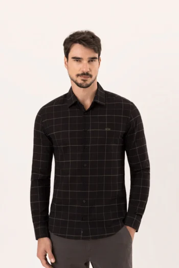 Camisa De Mangas Longas Em Tecido De Algodão