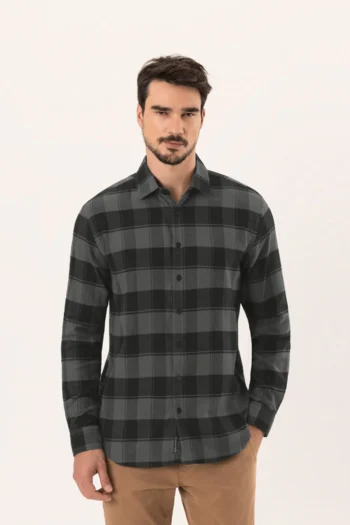Camisa Comfort De Mangas Longas Em Flanela Leve